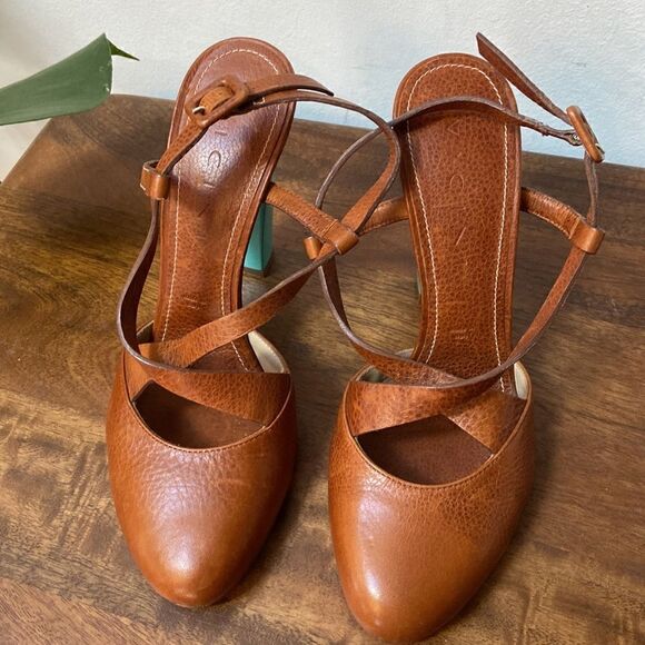 Vicini Leather Teal Color Heels Size 37 - Picture 10 of 13